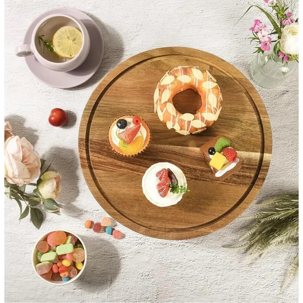 Sold on FB MarketplaceAcacia Wood Cake Stand with Acrylic Dome Lid, 12 inch Roun